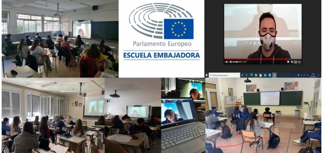 Los centros de Aragón participantes en el Programa Escuela Embajadora del Parlamento Europeo conocen a la eurodiputada Isabel García