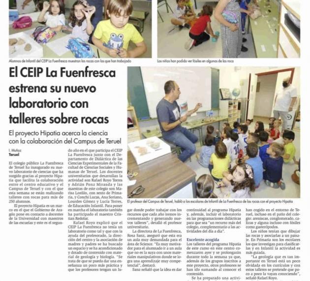 El CEIP La Fuenfresca estrena su nuevo laboratorio con talleres sobre rocas