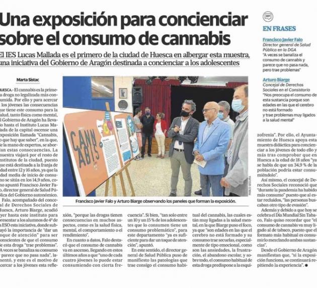 Exposición para concienciar en el uso del cannabis en el IES “Lucas Mallada”