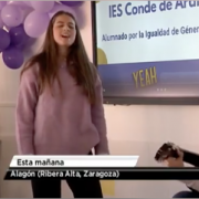 El IES Conde Aranda de Alagón celebra el 8M en compañía del Consejero de Educación Felipe Faci