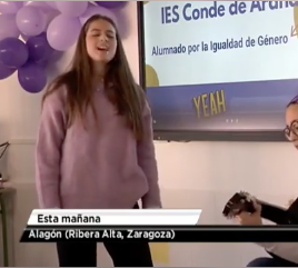 El IES Conde Aranda de Alagón celebra el 8M en compañía del Consejero de Educación Felipe Faci