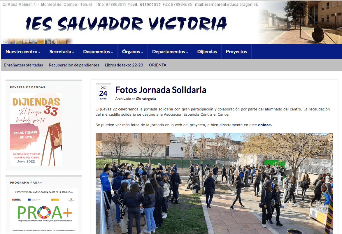 Empezamos semana con la web del IES Salvador Victoria de Monreal del Campo